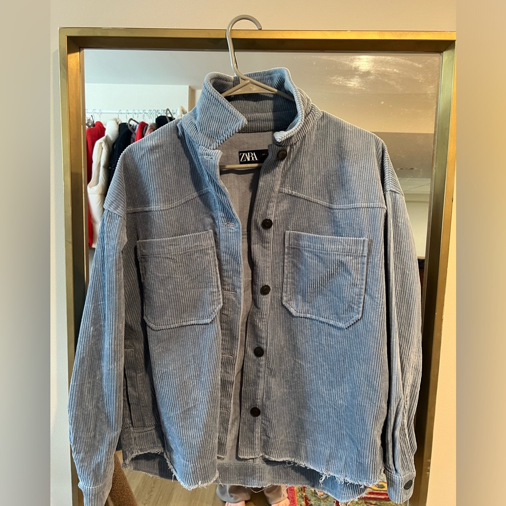 Zara Men's Light Blue Corduroy Shirt Jacket